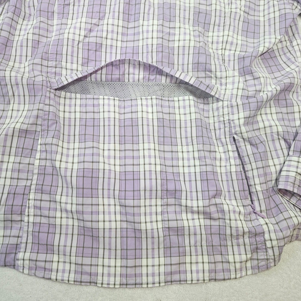 LL Bean Womens XL Purple Plaid Vented Hiking Shirt Roll Tab Long Sleeve - Picture 9 of 10